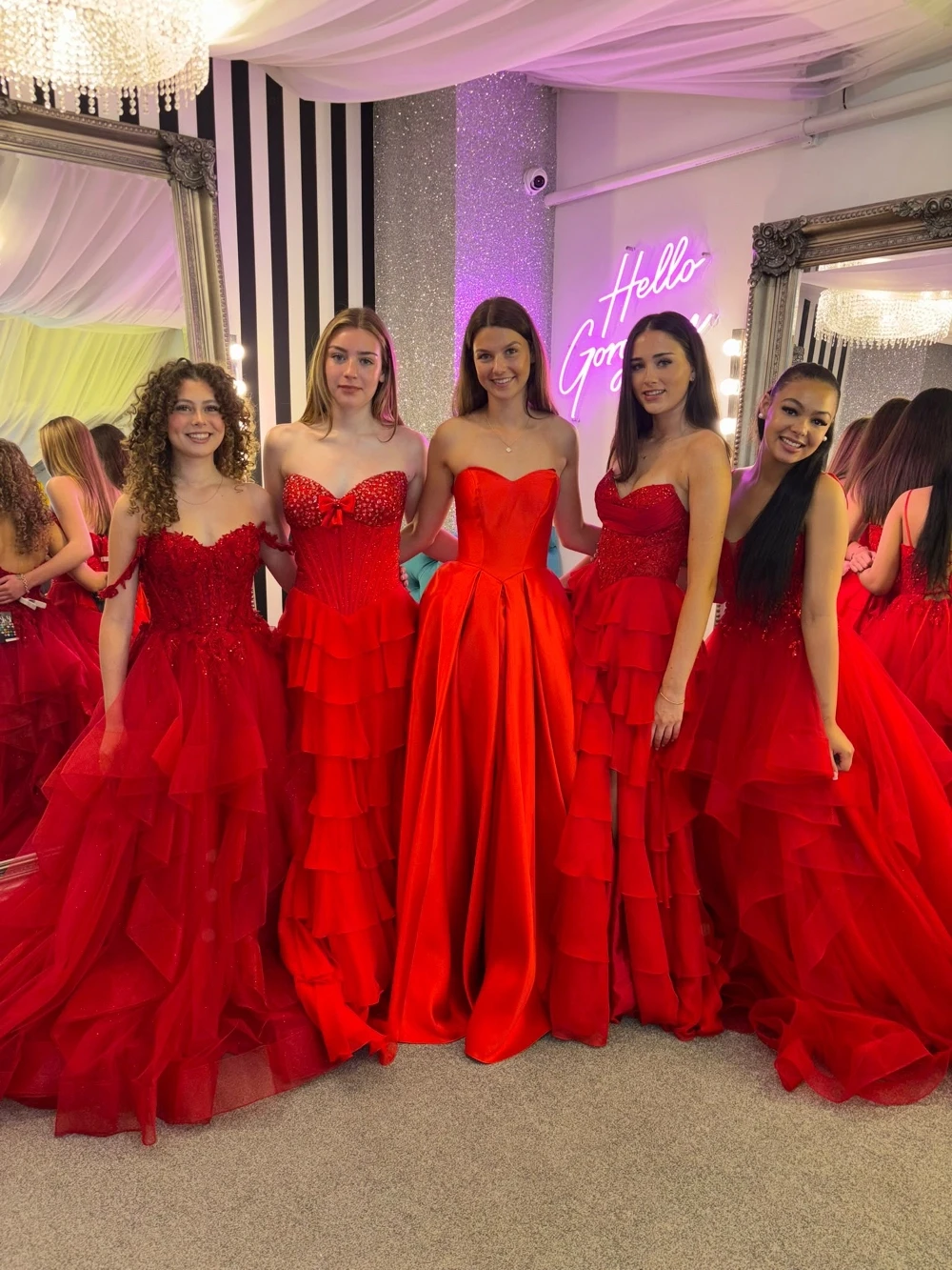 Girls in red dresses